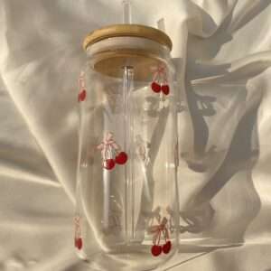 Cherry & Bow Glass Tumbler - 550ml