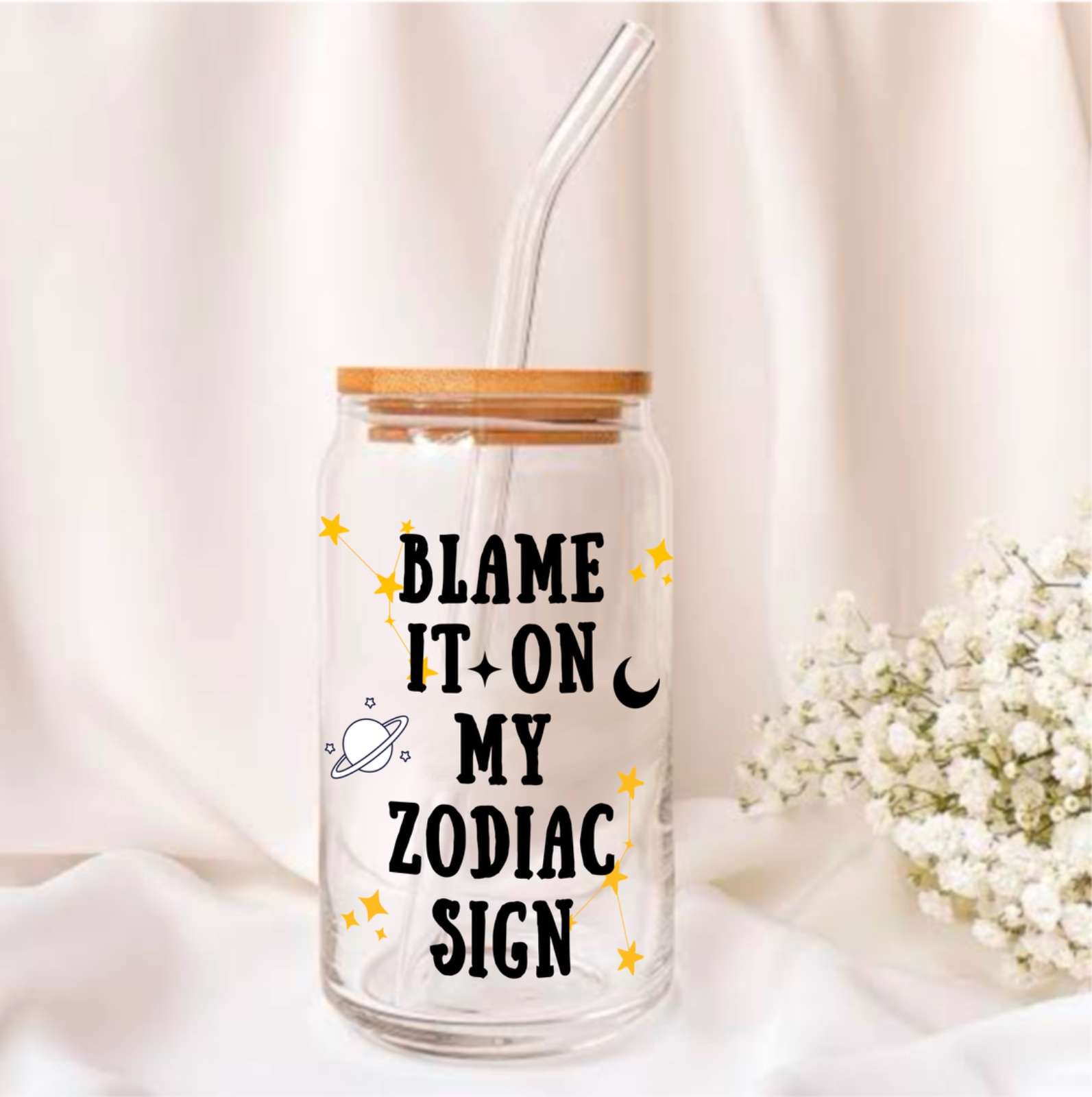 Zodiac Sign Glass Tumbler - 550ml