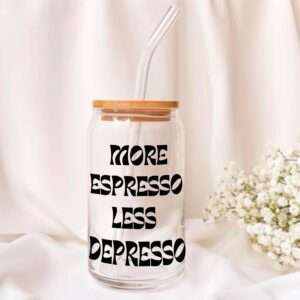Espresso Depresso Glass Tumbler - 550ml