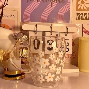 Daisy Floral Glass Mug