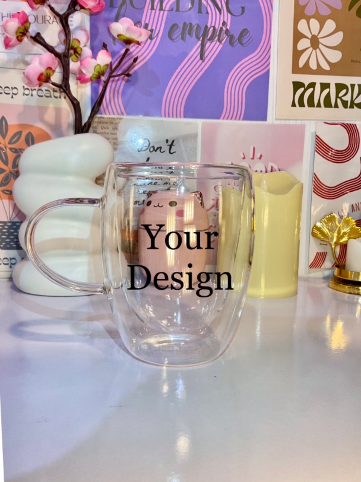 Customized Double-Wall Glass Mug 350ml