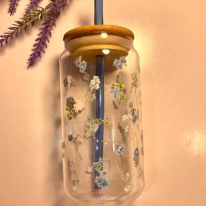 Forget-Me-Not Bloom Glass Tumbler - 550ml