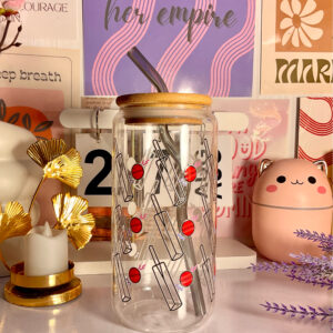 Cricket Theme Glass Tumbler-550ml