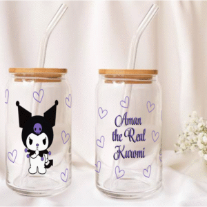 Kuromi Love Personalized Glass Tumbler-550ml