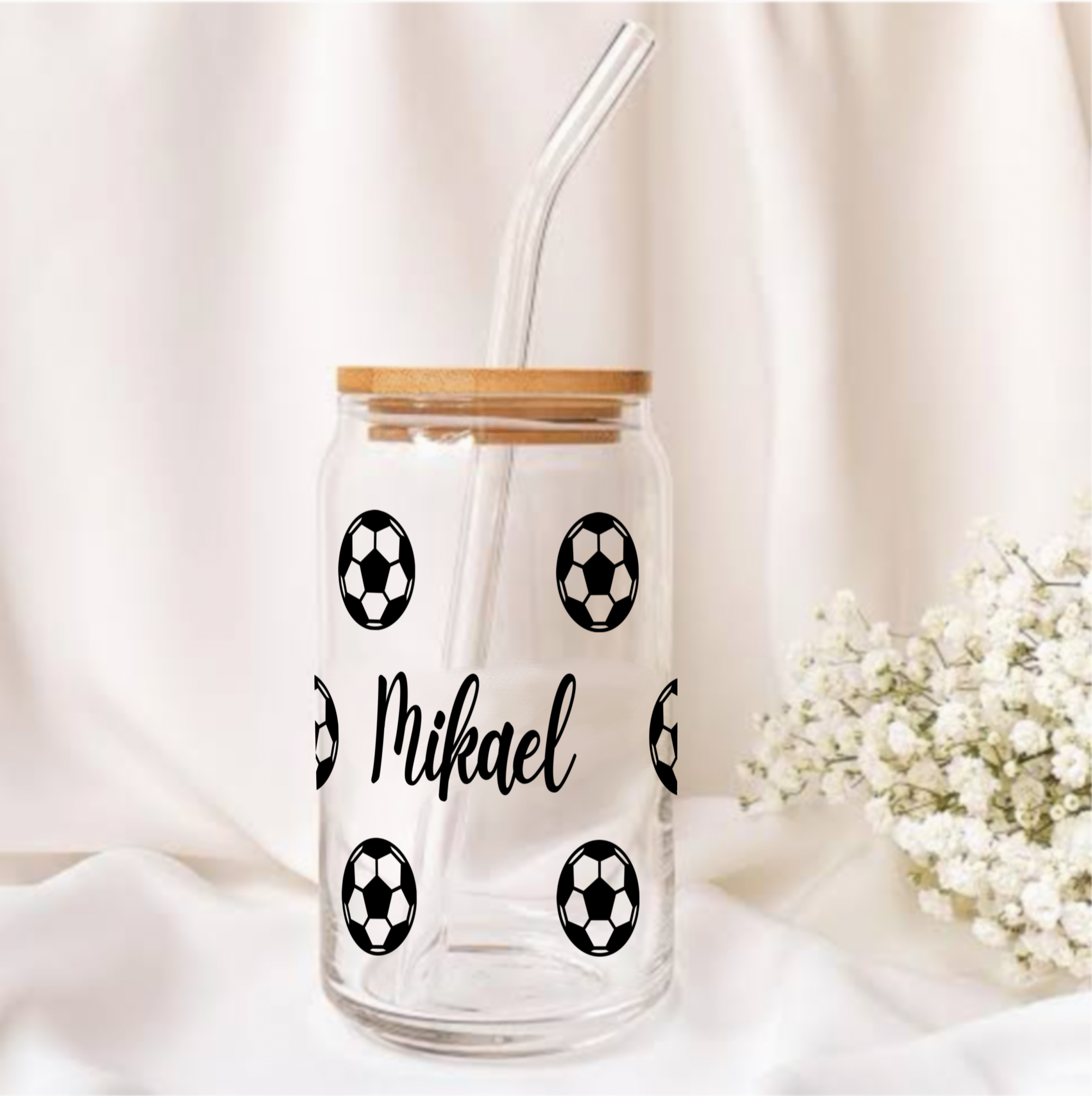 Personalised Football Glass Tumbler-550ml