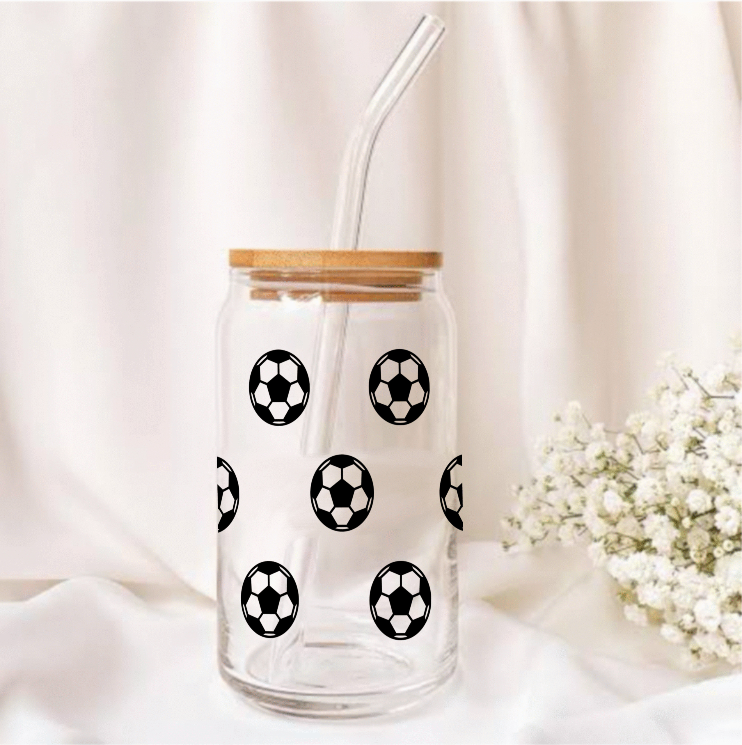 Personalised Football Glass Tumbler-550ml - Image 2