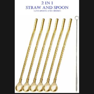 Gold Stainless Steel Straw Spoon-Set of 7