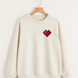 Minimal Pixel Heart Oversized Sweatshirt