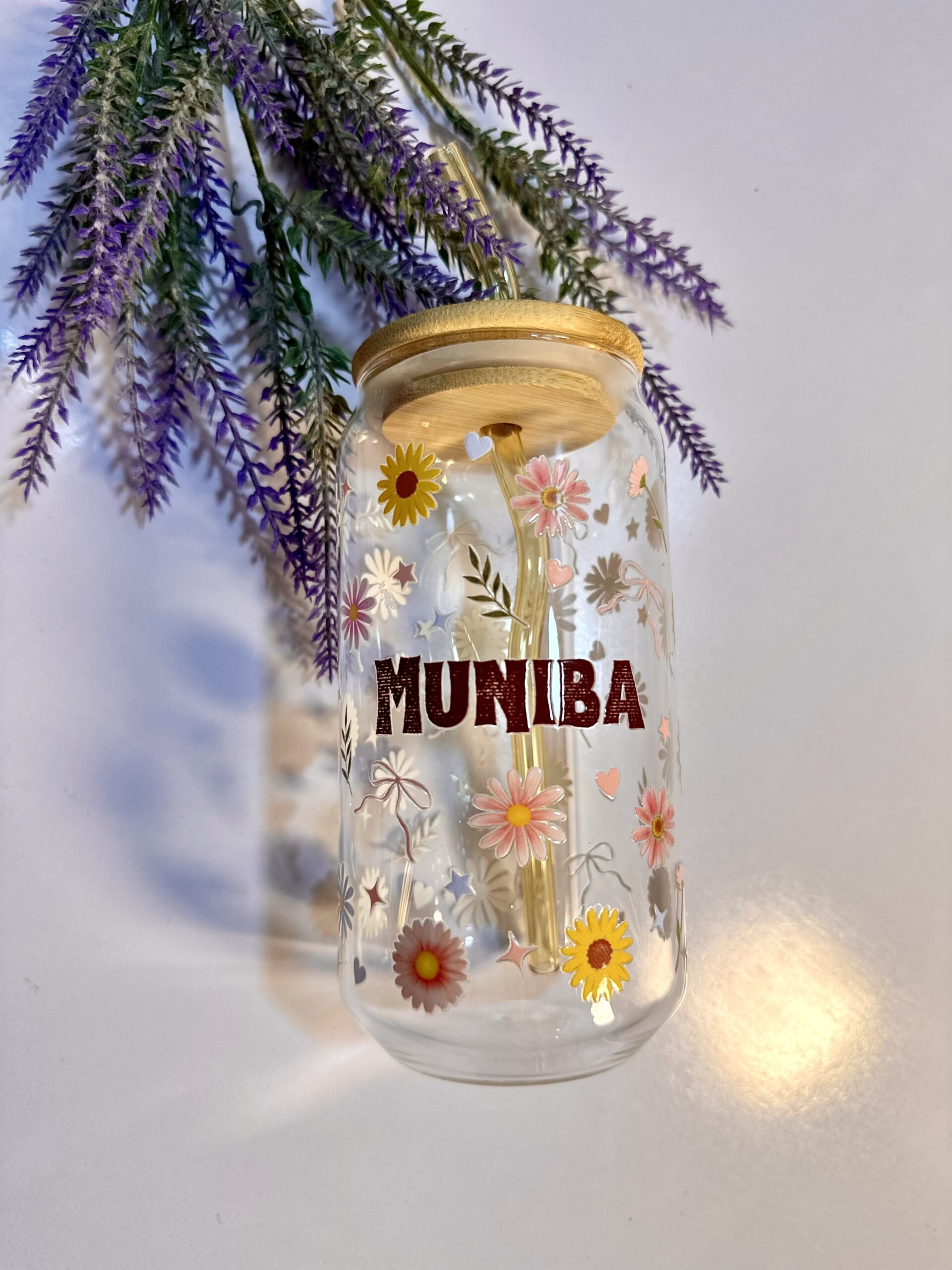 Botanical Charm Personalized Glass Tumbler