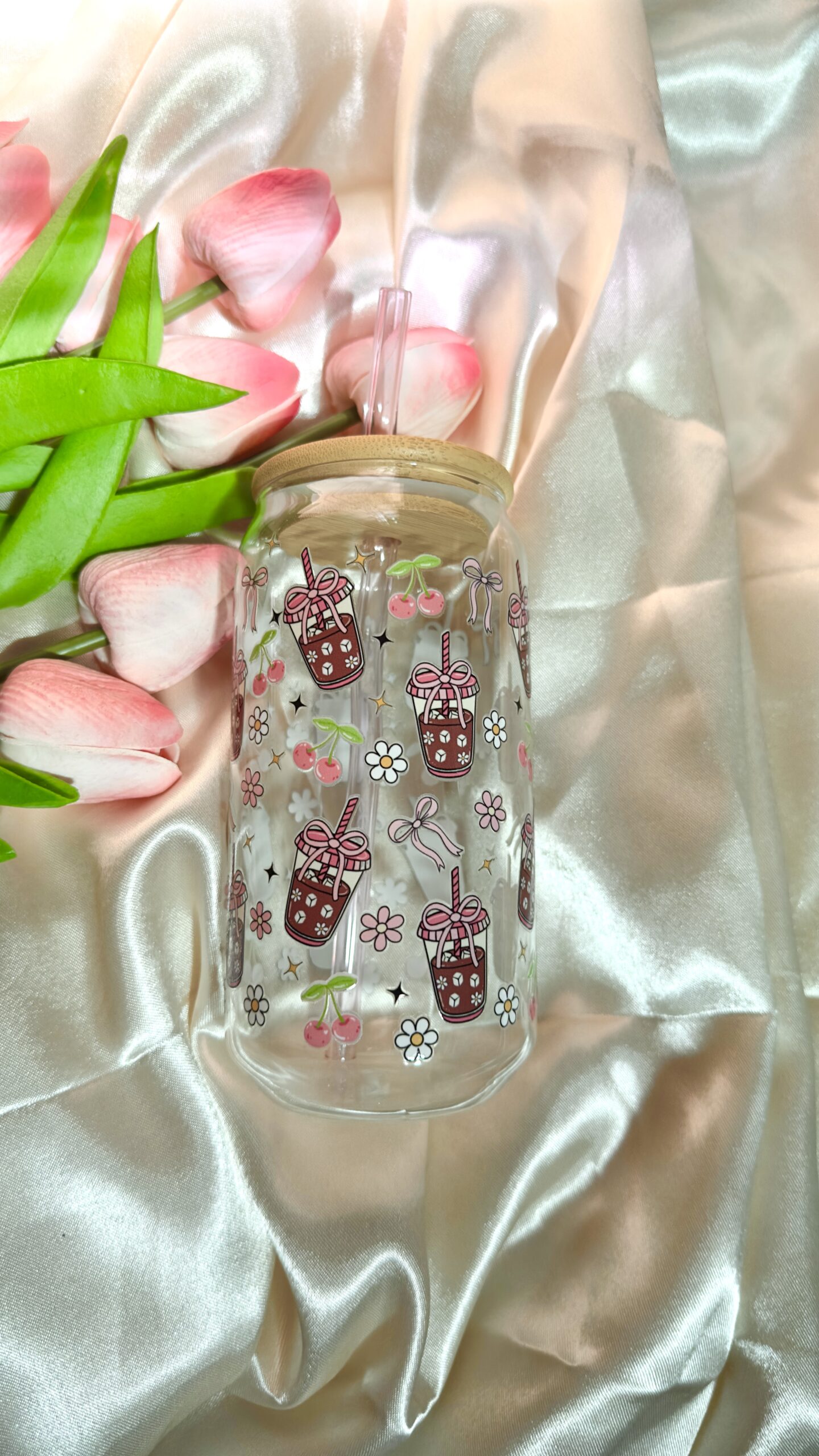 Boba & Cherries Glass Tumbler