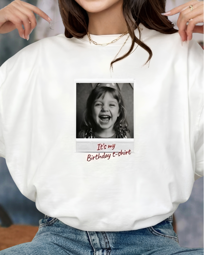 Custom Photo Polaroid Birthday T-Shirt - Image 2
